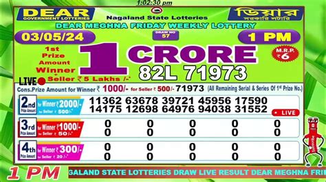 Nagaland State Lottery Dear Meghna Friday result for July 5, 2024.